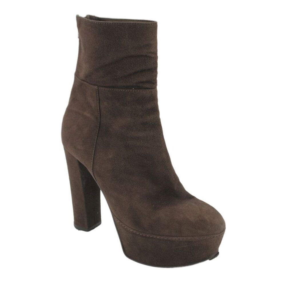 Marni Womens Suede Platform Ankle Boots Chocolate Brown Size 37.5 7.5